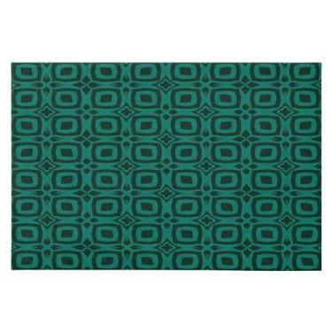 Imagem de Wassud Tapete de porta geométrico verde 61 x 89 cm, tapete de área lavável antiderrapante com suporte de borracha, tapete macio e macio para sala de estar, quarto, entrada, entrada