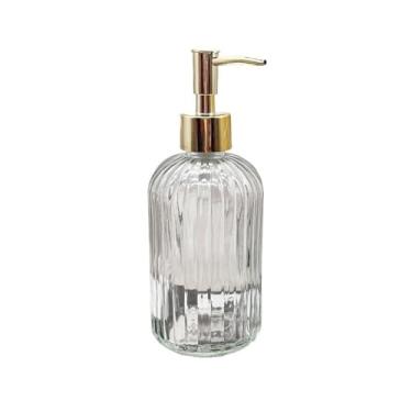 Imagem de Dispensador de sabão 400 ml dispensador prensado frasco de vidro xampu gel de banho sabonete leve loção luxuosa garrafa vazia (branco)