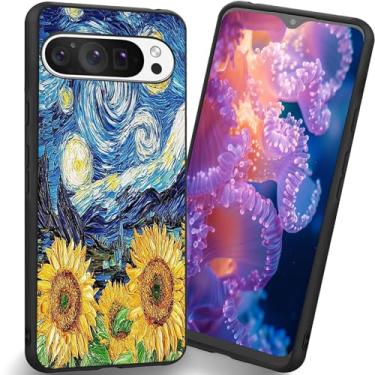 Imagem de RUUHLJLET Projetada para Google Pixel 10 Pro XL de 6,8 polegadas, a capa fosca macia oferece proteção total (girassol noturno estrelado)