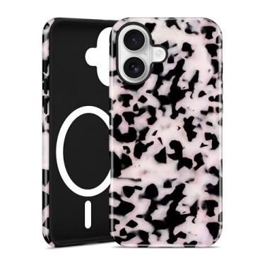 Imagem de Aitipy Capa de telefone magnética pequena tartaruga para iPhone 16 Plus, compatível com MagSafe, linda capa protetora de telefone branca estética de leopardo macio TPU rígido PC à prova de choque para
