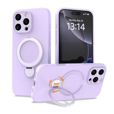 Imagem de IAIYOXI Capa de silicone com rotação de 360° atualizada para iPhone 14 Pro com suporte invisível, forro de microfibra macio antiarranhões dentro da capa de telefone com suporte giratório para mulheres
