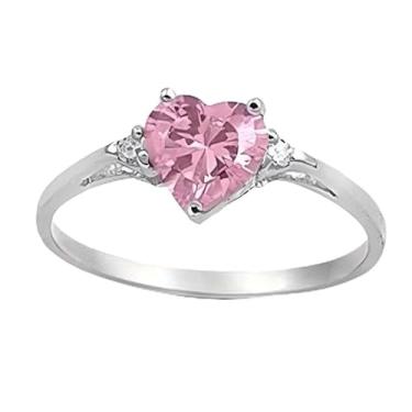 Imagem de Elegante anel de noivado romântico em formato de coração de zircônia para mulheres, casamentos, datas, joias presentes para amantes (várias cores opcionais), 8, Cobre, Zircônia cúbica