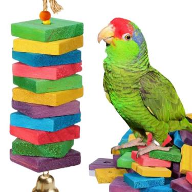 Imagem de DECHOUS 100 peças de cores mistas de madeira, papagaio, mordida de pássaro, brinquedo faça você mesmo para mastigar dentes e gaiolas saudáveis