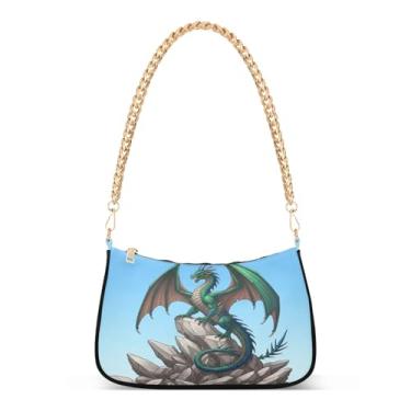 Imagem de Bolsa de ombro Majestic Fantasy Dragon Cool Chain com estampa artística Hobo para uso diário e festa