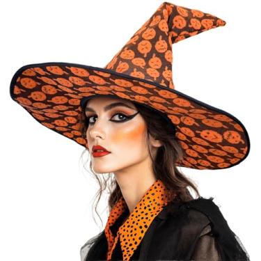 Imagem de gagift world Chapéu de bruxa laranja, chapéu de bruxa de 43 cm para fantasia de bruxa, acessórios de cosplay novidade para festa à fantasia de Halloween, baile de máscaras de Natal