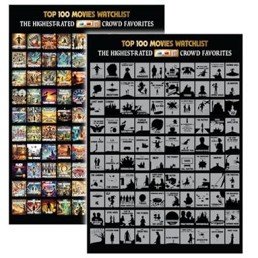 Imagem de TRANGLE Top 100 Movies Scratch Off Poster - Bucket List IMDB Family Recommendation Movie - Gift Date Night List Cards Films (obra de arte do filme)