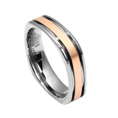 Imagem de Aliança de Tungstênio Bordeaux Prata e Rose 5mm