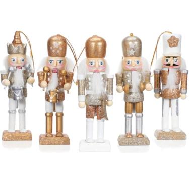 Imagem de Ipetboom Bonecos quebra-nozes de Natal de madeira – 2 conjuntos de 10 peças, enfeites de soldado quebra-nozes, árvore de Natal, decorações criativas, pingente de fantoche, enfeite para festa em casa