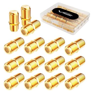 Imagem de Pacote com 15 conectores de cabo coaxial RG6 coaxial fêmea para fêmea extensor adaptador tipo F banhado a ouro para extensor de cabo coaxial, conector de cabo de TV