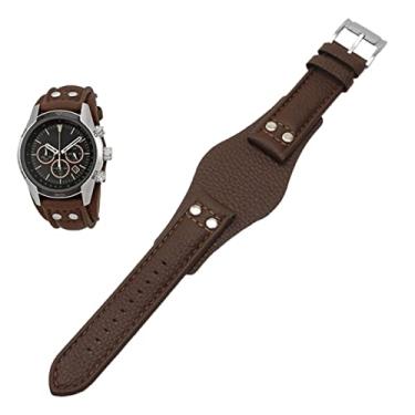 Imagem de MURVE Pulseira de couro genuíno para Fossil CH2592 CH2564 CH2565 CH2891CH3051 pulseira masculina bandeja de 22 mm com estilo rebite (prata marrom, 22 mm)