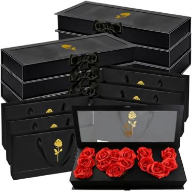 Imagem de QAUYETM Conjunto de 6 caixas vazias I Love You, caixas de presente com flores mais espessas em formato de letra I Heart U para Dia das Mães, aniversário de aniversário (Preto)