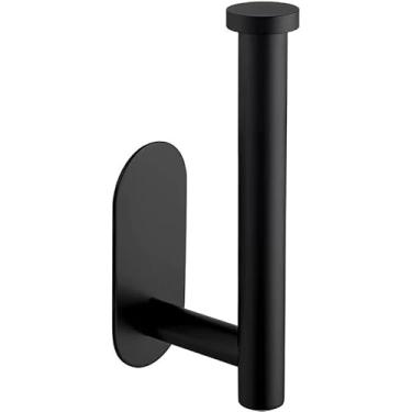 Imagem de 1 pacote com suporte de toalha de papel higiênico embaixo do armário, disponível em adesivo e parafuso, suporte de toalha de papel de aço inoxidável, preto