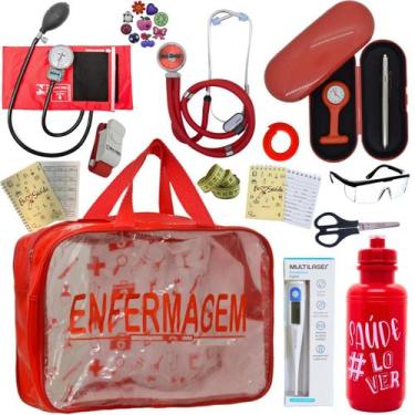 Imagem de Kit Enfermagem Top Cores Premium Completo Estagio Estetoscopio Aparelh