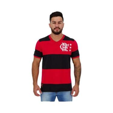Imagem de Camiseta Clássica Unissex Flamengo FC Vermelha E Preta Com Listras, Em