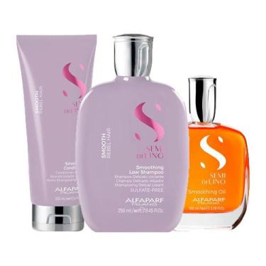 Imagem de Kit Alfaparf SDL Smooth - Sh 250ml + Cond 200ml + Óleo 100ml - ALFAPAR