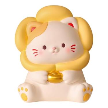 Imagem de Bothyi Estátua de Gato, Escultura de Animal, Cofrinho, Enfeite de Mesa Fofo, Estatueta Decorativa para Armário de Entrada, Prateleira, Decoração de Casa, Cabeça de flor L