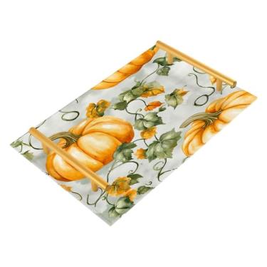 Imagem de xigua Bandeja de banheiro de abóboras de outono com alças bandeja de servir antiderrapante para mesa de centro, organizador de bancada de cabeceira bandeja de decoração de acrílico para decoração de