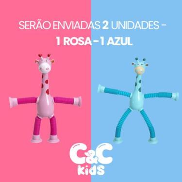 Imagem de Kit 4 girafas estica e gruda melman pop it tubo tiktok com luz brinque