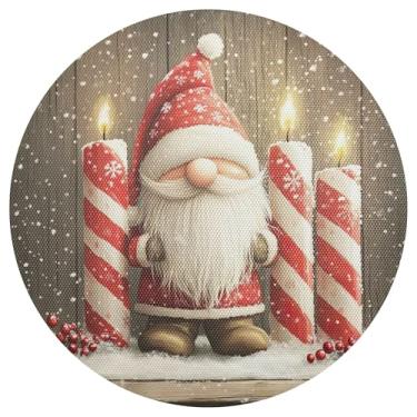 Imagem de xigua Jogo americano redondo de Natal Papai Noel, tapete de mesa redondo antiderrapante resistente ao calor, tapetes de mesa de 48 cm para decoração de cozinha, jantar e festa