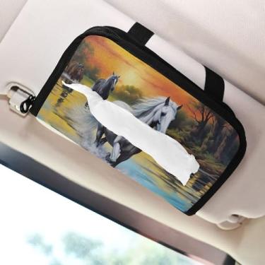 Imagem de SEHANY Suporte de lenços de carro Majestic Horse, caixa de lenços para carro, viseira solar, porta-guardanapos retangular, dispensador de máscara de carro, caixa de lenços de papel para automóveis