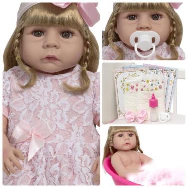 Imagem de Bebê Reborn Menina Linda Corpo de Silicone Pode Dar Banho - Cegonha Re