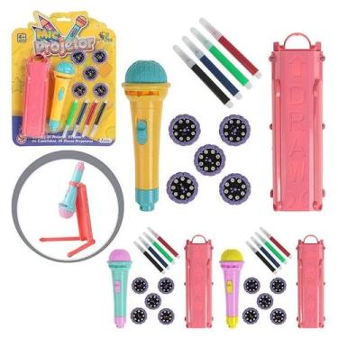 Imagem de Brinquedo Microfone Com Projeção De Imagens Divertidas Infantil Art Br