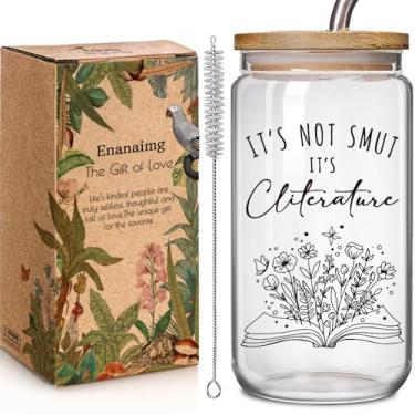 Imagem de Dark Romance Hot Booktok Book Lover Copo de vidro de 473 ml com tampa e canudo presentes para sua namorada, presente de aniversário Stfuattdlagg picante para mãe ou esposa, amantes de livros