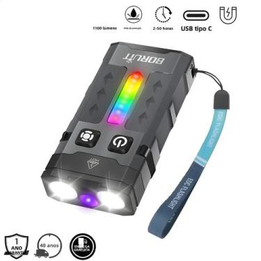 Imagem de Lanterna LED UV De Chaveiro 1100LM Recarregável Tipo-C Com Ímã Para Ca