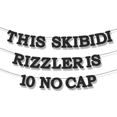 Imagem de Este Skibidi Rizzler tem 10 faixas de glitter pré-montadas sem tampa, decorações grandes de feliz aniversário de 10 anos para parede, artigos engraçados de festa de gíria Zoomer Geração Z