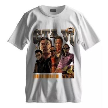 Imagem de Camiseta Estampada Engraçada - Jogo GTA 6 e Famosos Personagens - Loja