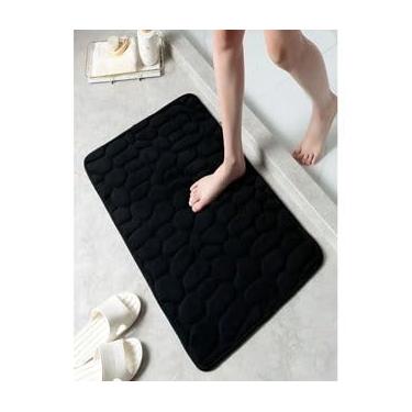 Imagem de Kit 2 4 ou 6 Tapetes Soft para Banheiro, Sala e Quarto com Diversas Cores (6 PEÇAS,PARALELEPIPED PRETO)