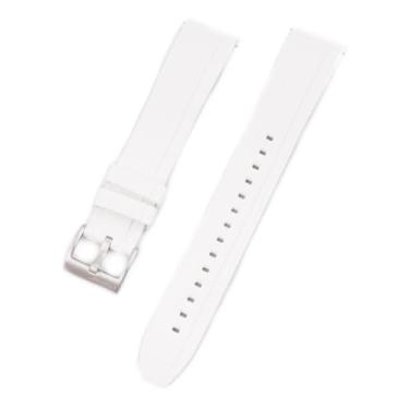 Imagem de StrapHabit Pulseira de relógio extralonga para pulsos grandes - Pulseira de borracha de liberação rápida FKM 20 mm 22 mm (branca, 20 mm)