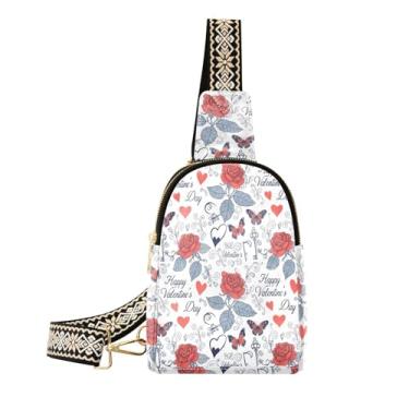 Imagem de CEBUGI Bolsa tiracolo feminina vintage borboleta rosa pequena bolsa tiracolo de couro bolsa de peito para caminhadas, viagens ao ar livre