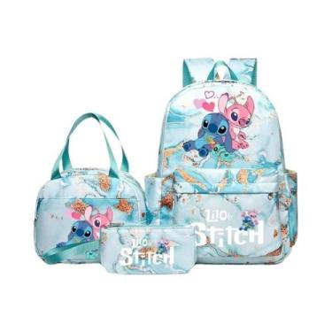 Imagem de Conjunto De Mochila Infantil Lilo & Stitch Anime Com Lancheira E Estoj