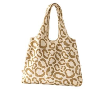Imagem de Bolsa de mão feminina, estilo coreano, lona, ombro, bolsa de mão casual de grande capacidade para compras, Caqui