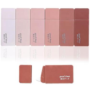 Imagem de LOPURO Fita de correção branca, 6 peças de fita corretiva branca fofa, fita de correção de cor pastel, fácil de usar, aplicador instantâneo para escola, escritório, casa, suprimentos estéticos (rosa)