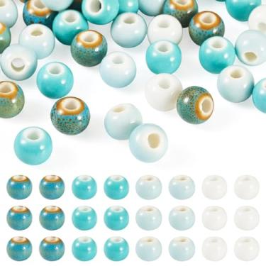 Imagem de Craftora 80 peças de contas redondas de porcelana cores verdes 6 mm vitrificadas brilhantes feitas à mão contas soltas de porcelana grande para pulseira, colar, brincos, fabricação de joias