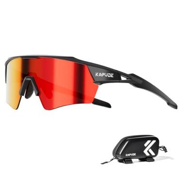 Imagem de KAPVOE Óculos de Ciclismo Masculino Feminino Óculos de Sol Esportivos Proteção UV Mountain Bike MTB Óculos de Equitação TR90 Armação Baseball Shades Corrida Triatlo Ciclo Golfe Vermelho