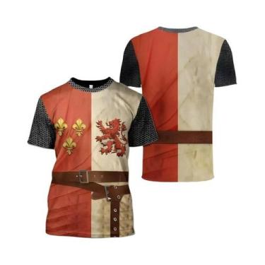 Imagem de Camiseta Masculina De Verão Oversized Com Estampa De Cavaleiro, Estilo