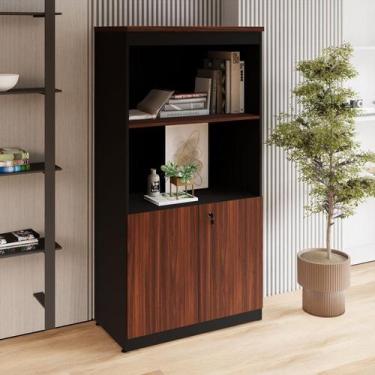 Imagem de Estante Armário 160cm para Escritório com 2 Portas Puxadores Cava Corp