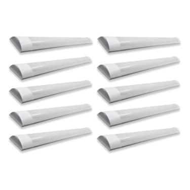 Imagem de Kit 10 Luminárias Calha LED 36W Sobrepor Slim 1 Metro Branco Frio 6000K Bivolt para Comércio e Residência