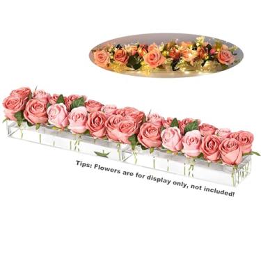 Imagem de Conjunto de 2 Vasos Acrílico Retangulares com Luzes Fio Centros Mesa Florais Transparentes para Decorações Casa e Casamento Suporte Flores Moderno Ideal Decoração Sala Jantar Estar