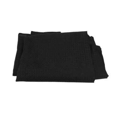 Imagem de Aramox Cortina de Chuveiro Waffle, Cortina de Banho Estilo Hotel Com Forro de Encaixe, Sem Necessidade de Ganchos, Anéis Embutidos, Parte Superior de Malha Translúcida, Resistente à (BLACK)