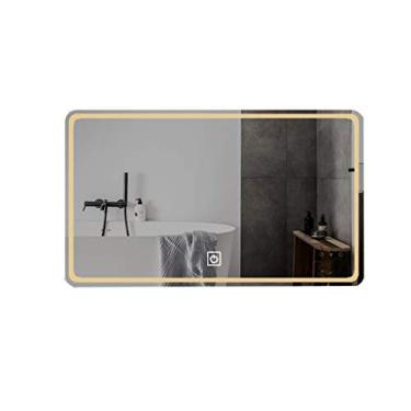 Imagem de Espelhos de banheiro LED sem moldura quadrada montada na parede espelho interruptor de toque luz branca/luz quente (cor: luz quente tamanho: 60 x 80 cm) (luz branca 60 x 80 cm)