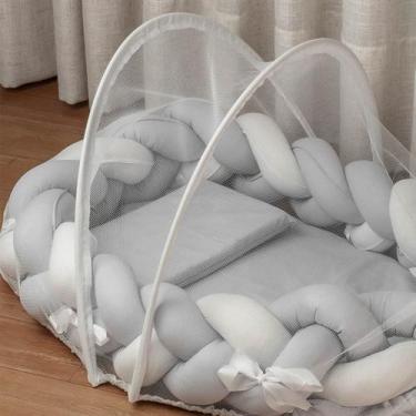 Imagem de Kit Ninho Redutor de Berço 150 Fios Baby Joy Fábula, Cinza