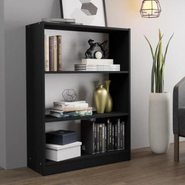 Imagem de Estante para Livros Home Sala Madesa 6907 com 3 Nichos - Preto, Preto