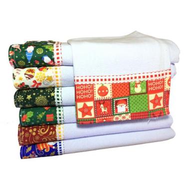 Imagem de Pano De Prato Pé de Galinha Barrado Natal Kit 10 pçs - PÈ DE G