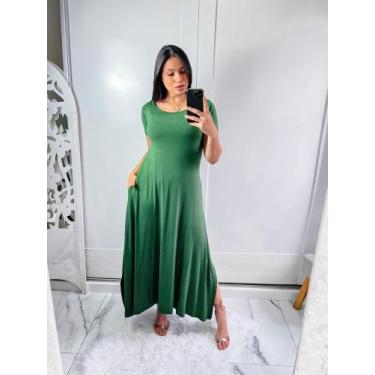 Imagem de Vestido gola canoa com bolso e fenda lateral confortavel e sosial - Mk