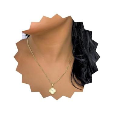 Imagem de ROHNES Colar Feminino Folheado a Ouro 18k, Trevo Vintage com Zircônia Cristal, Dourado, Metal