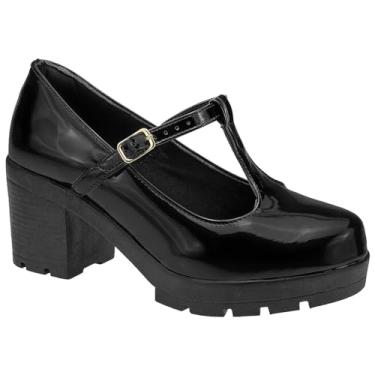 Imagem de Sapato Boneca Feminino Preto Plataforma Mary Jane Tratorado Confortavel Lóris Shoes 1144 (Preto, BR, Adulto, Numérico, 35)